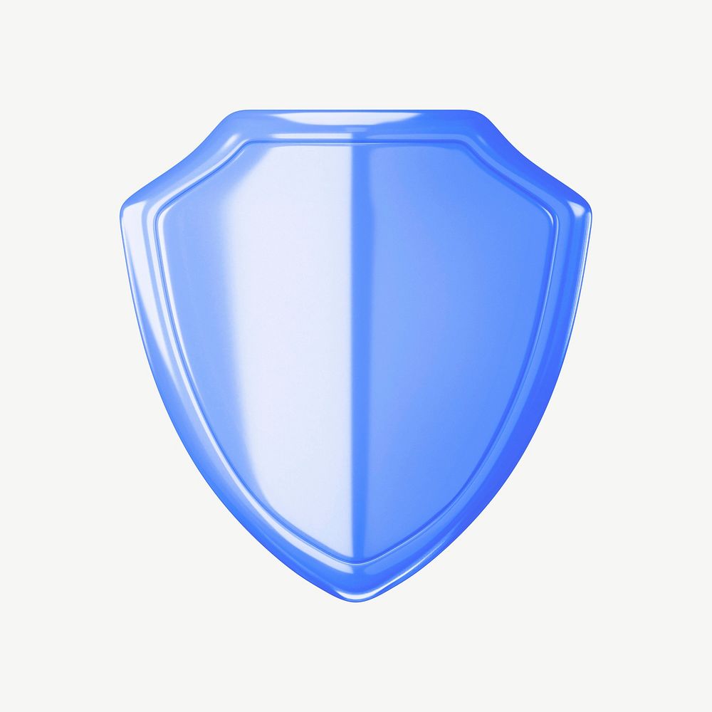 3D blue shield, collage element psd