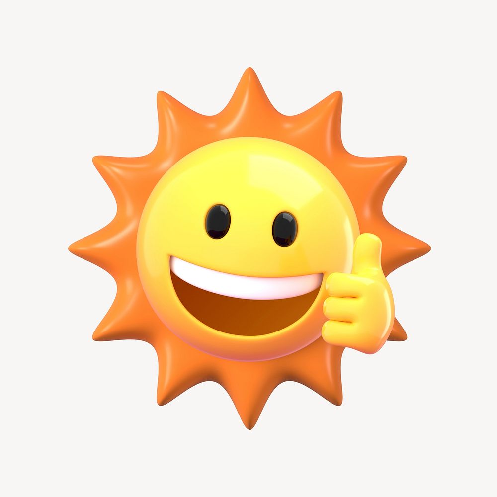 3D Thumbs up sun, element illustration