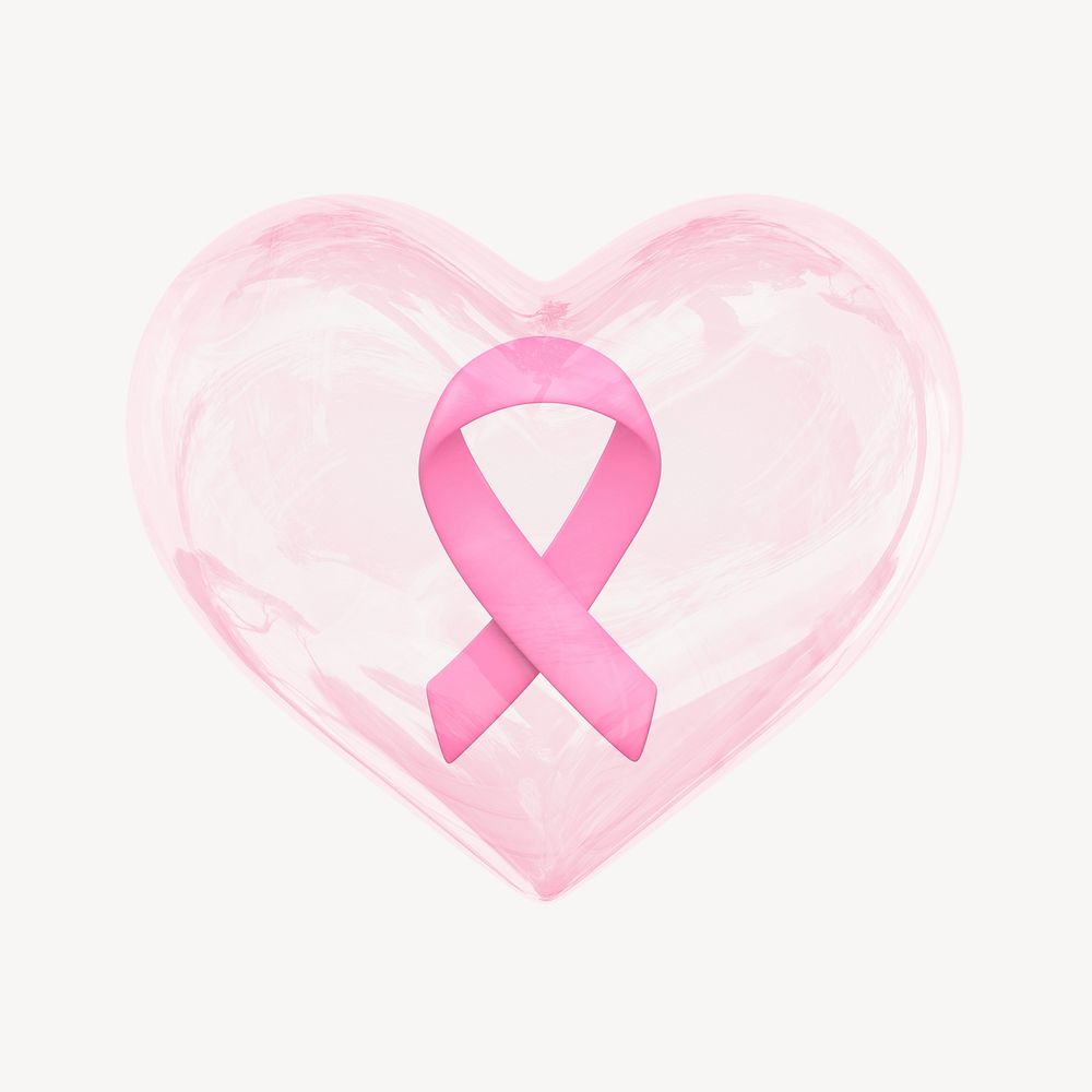 3D pink ribbon heart, element illustration