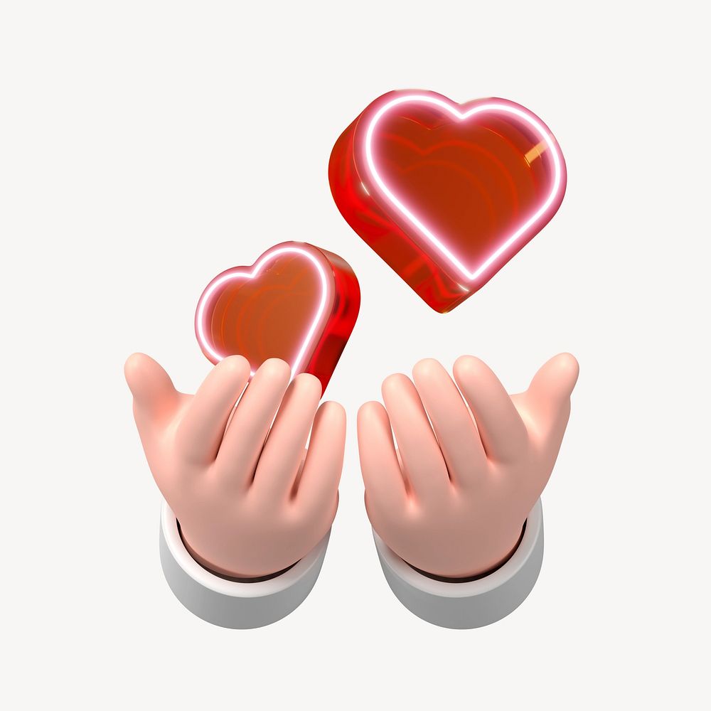 3D hand giving hearts, element illustration