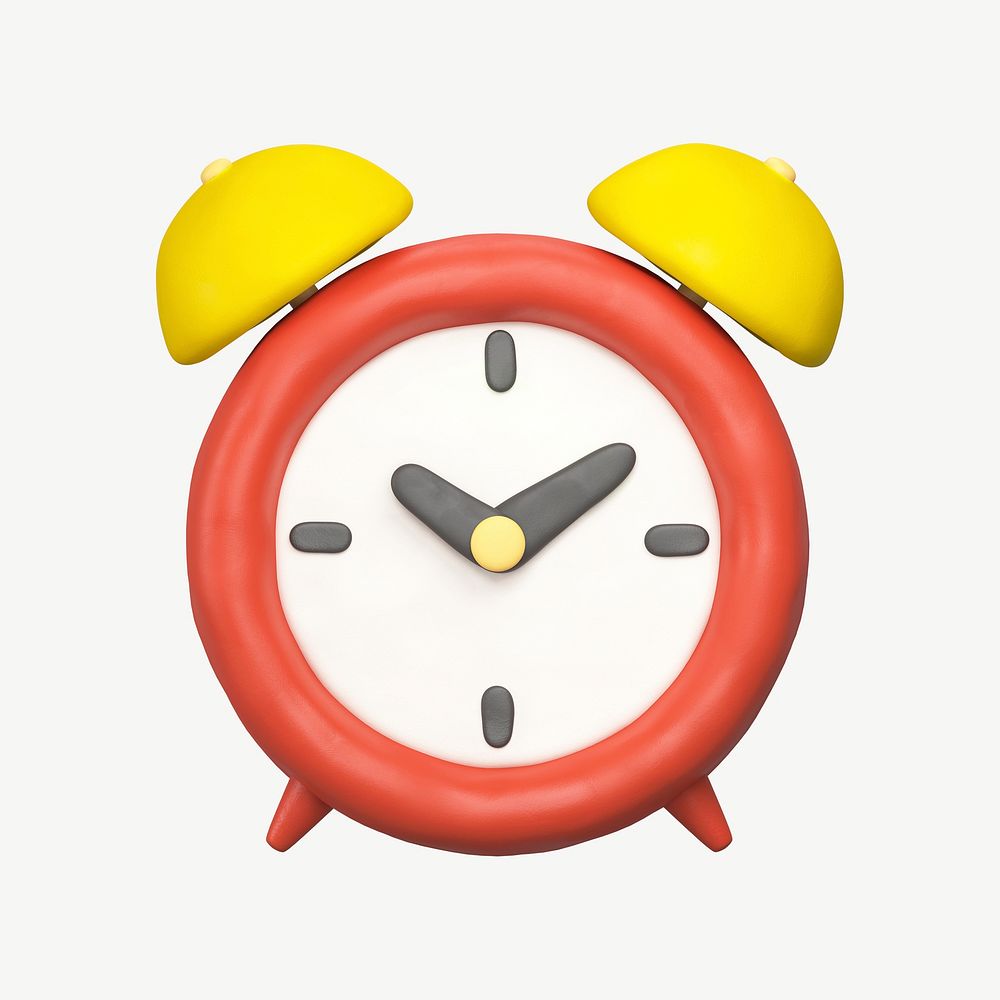 3D alarm clock, collage element psd