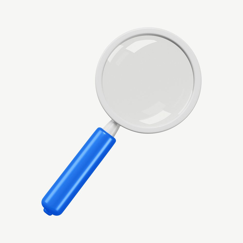 3D magnifying glass, collage element psd