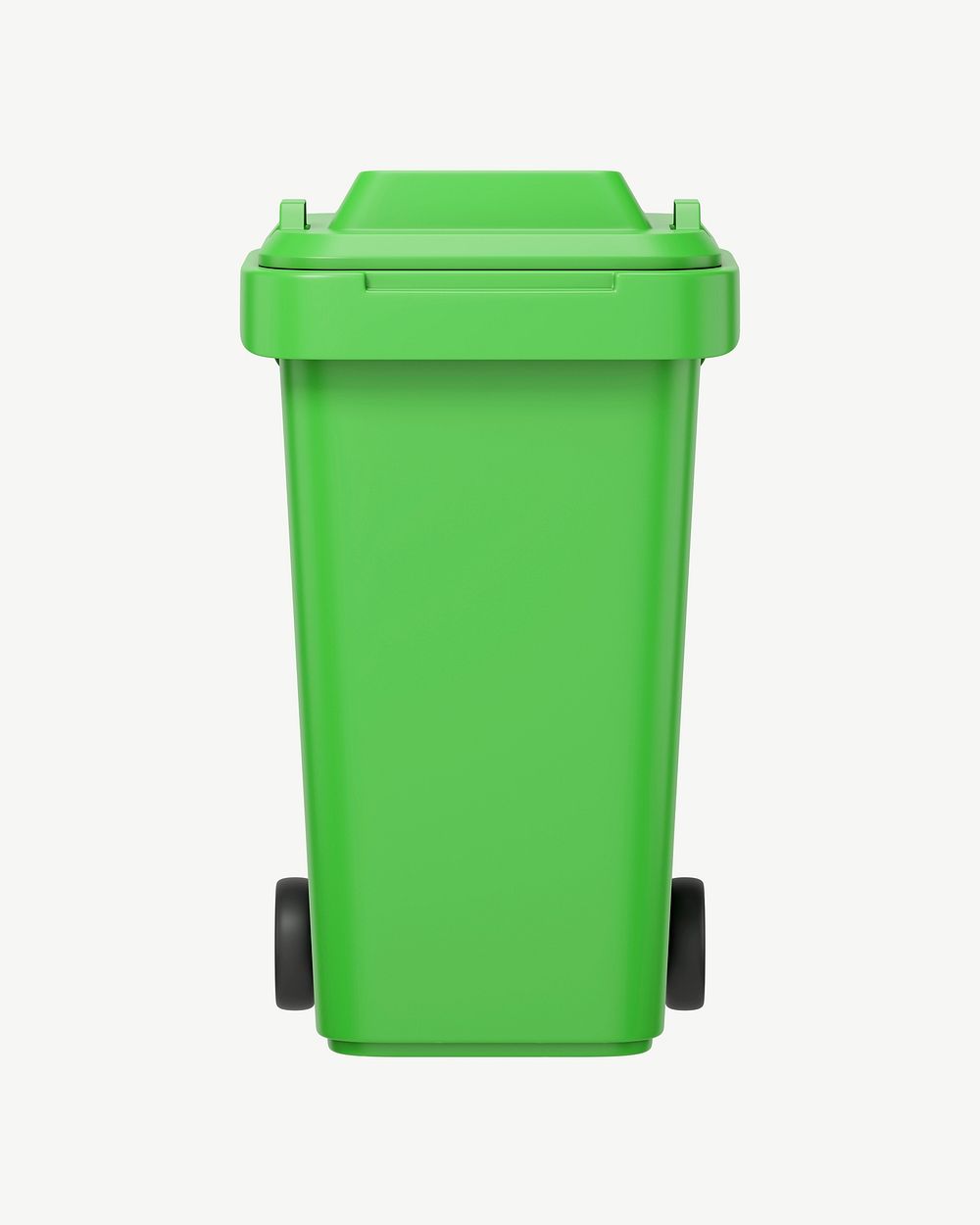 3D green bin, collage element psd