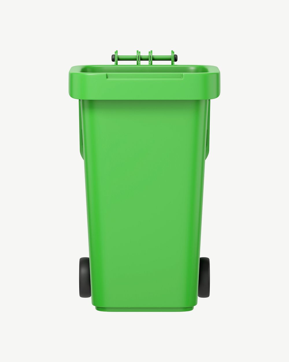 3D green bin, collage element psd