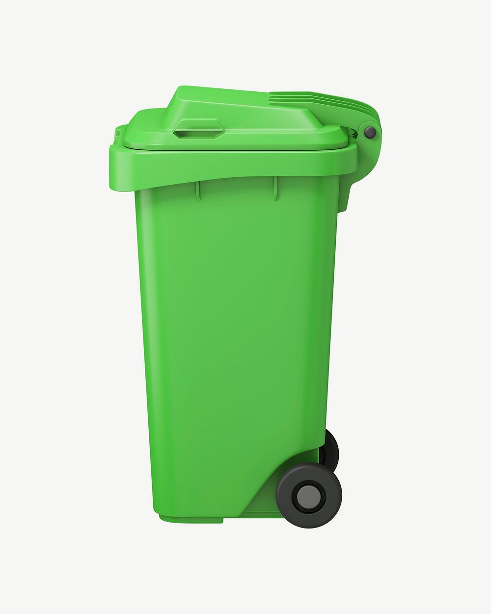 3D green bin, collage element psd