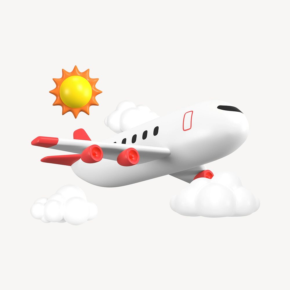 3D flying aircraft, element illustration