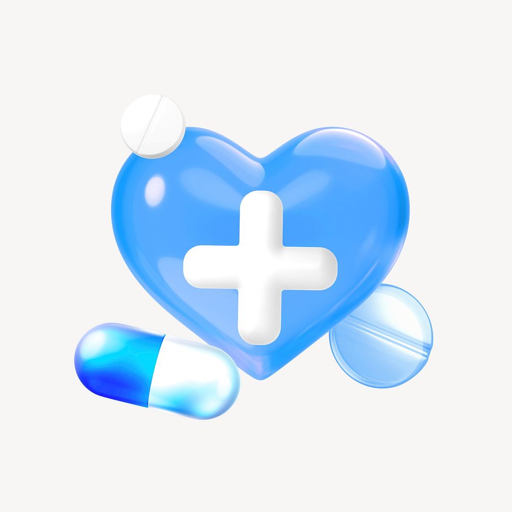 3D medical heart, element illustration