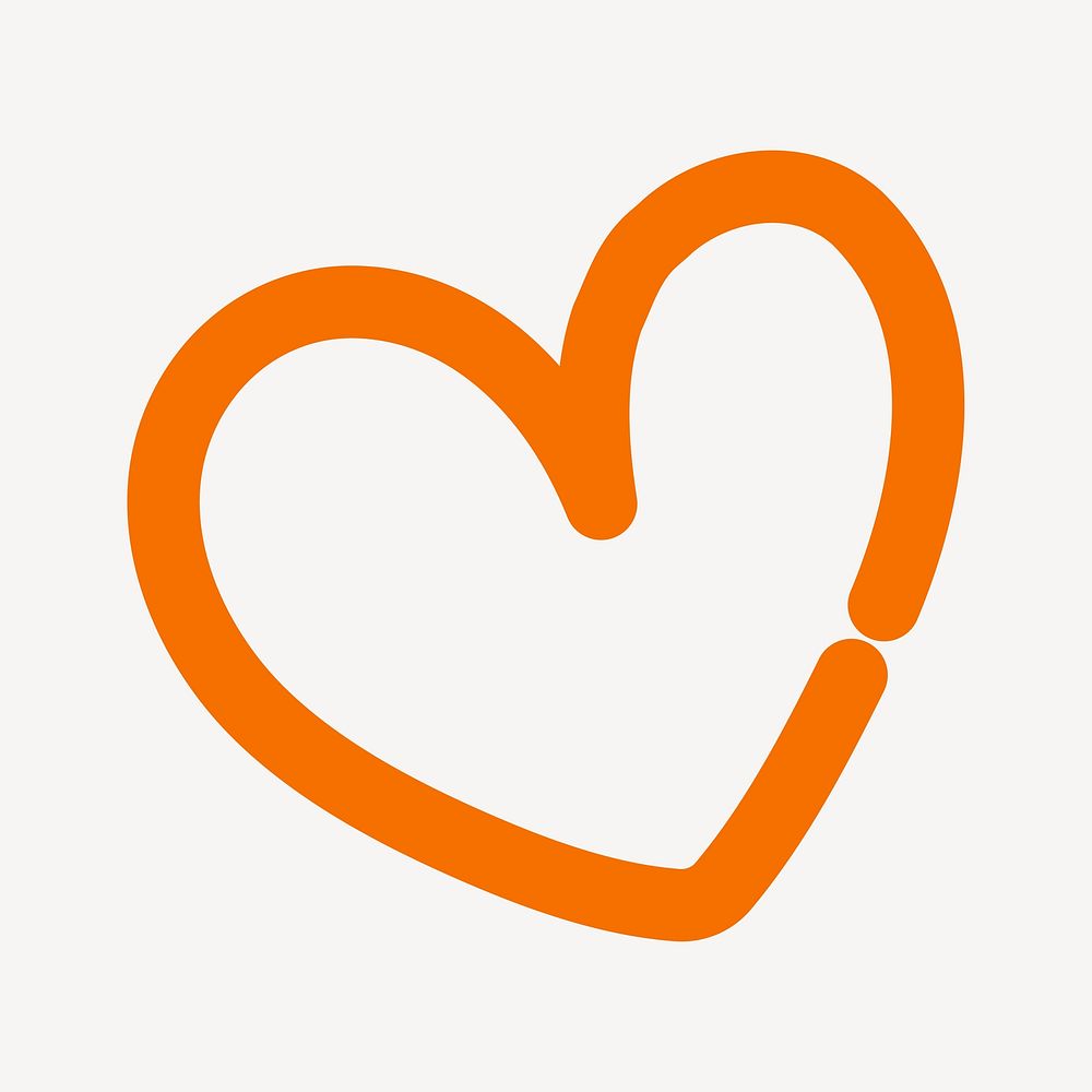 Orange heart pop doodle line art