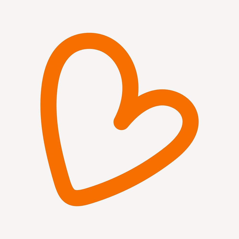 Orange heart pop doodle line art