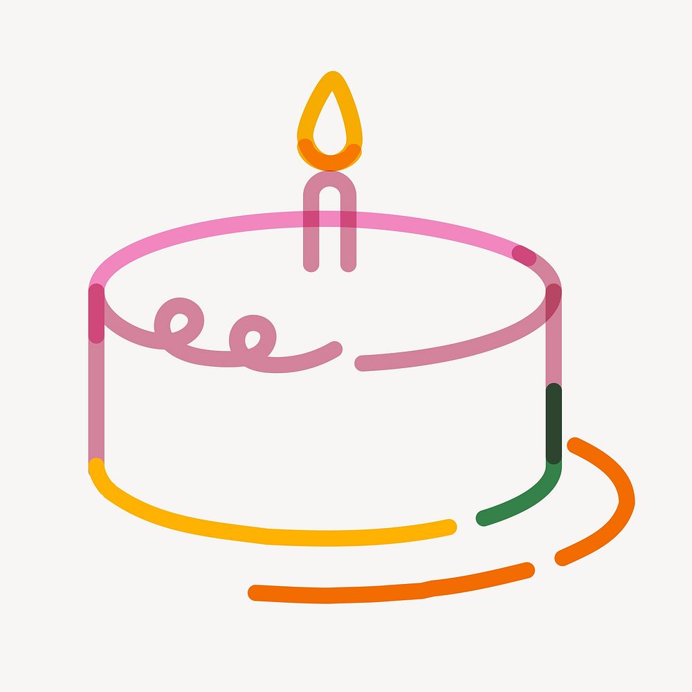 Pink birthday cake doodle line art