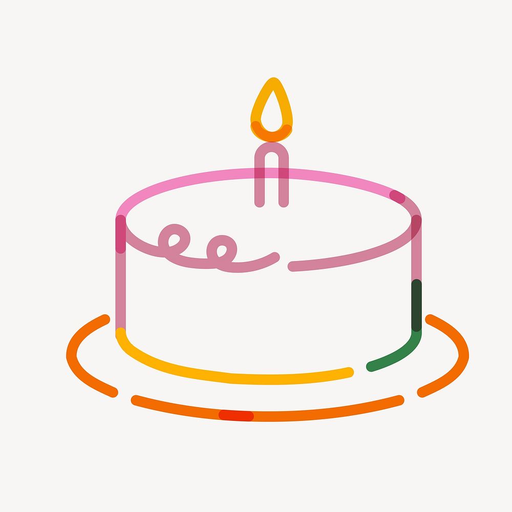 Birthday cake doodle line art