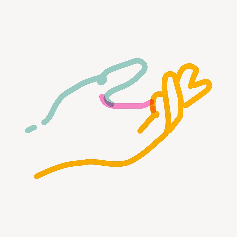 Colorful hand pop doodle line art vector