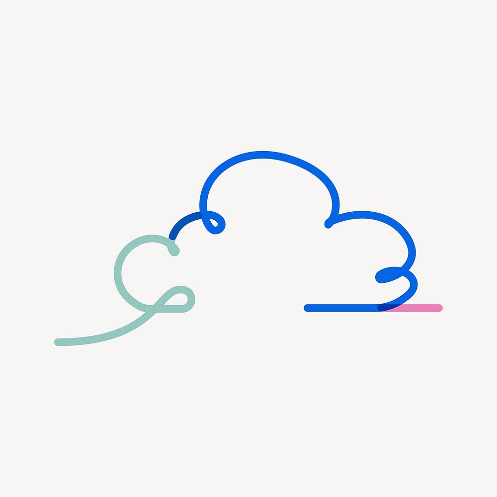 Blue cloud  pop doodle line art