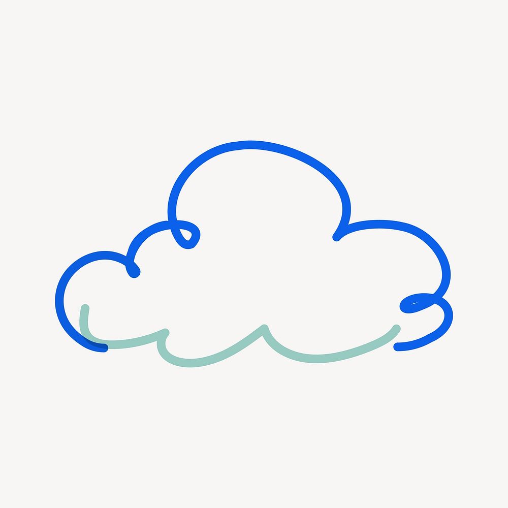 Blue cloud pop doodle line art