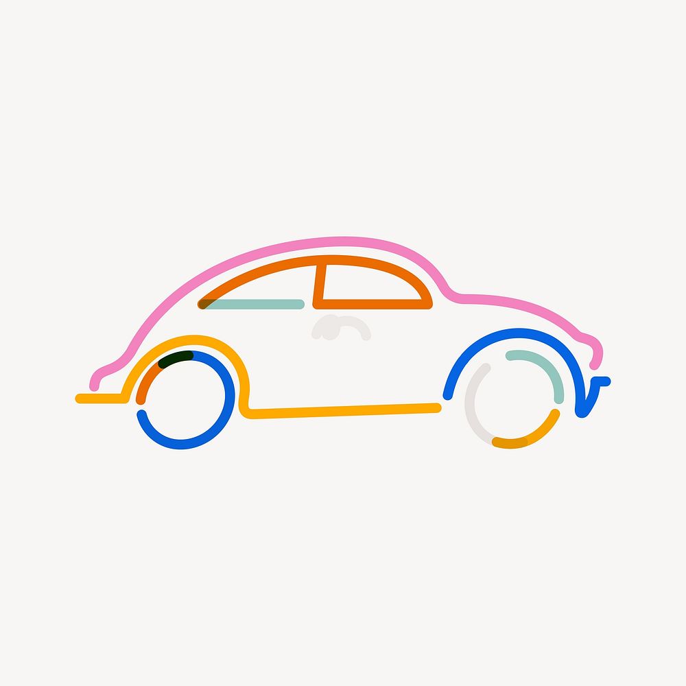 Colorful colorful car pop doodle line art vector
