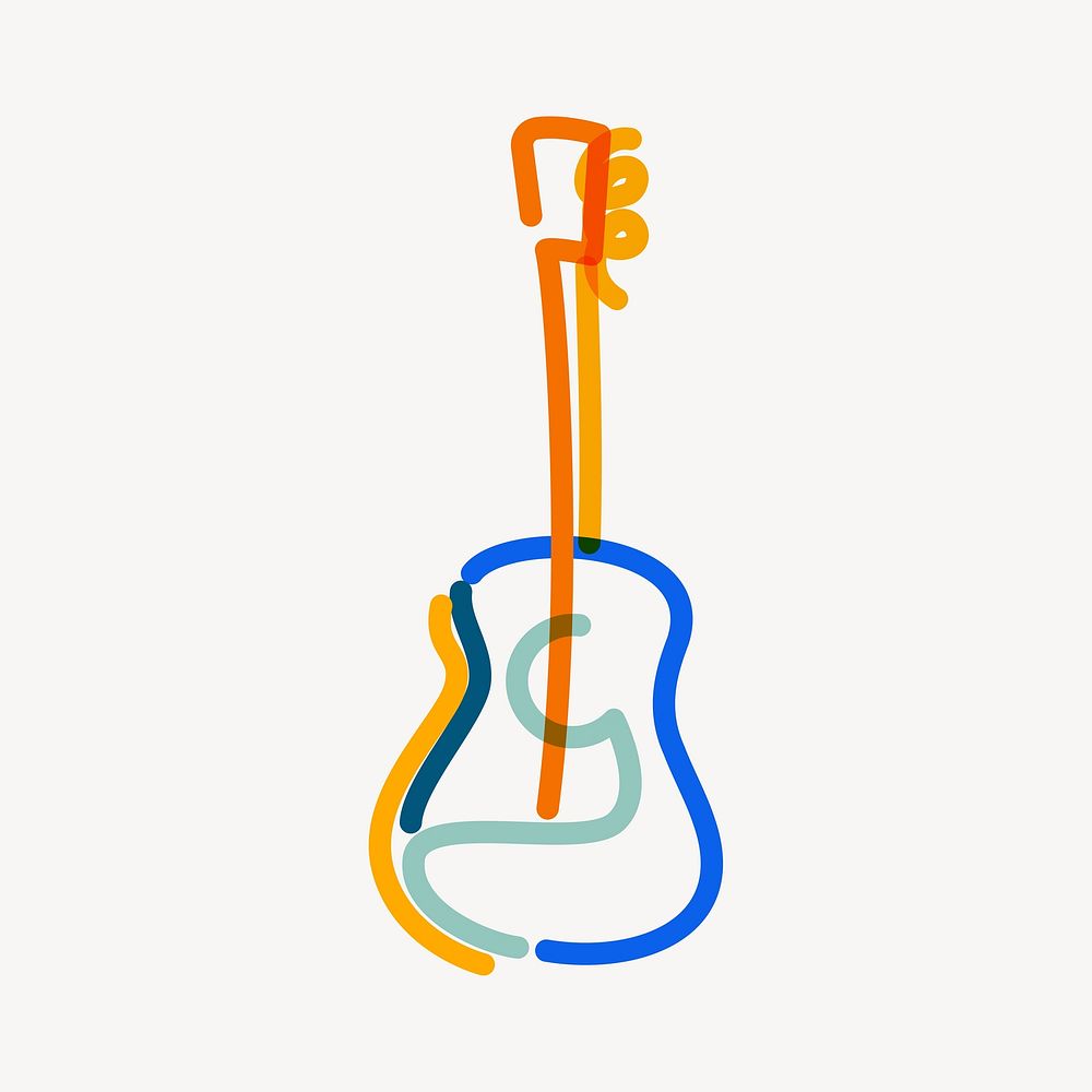 Guitar pop doodle line art vector