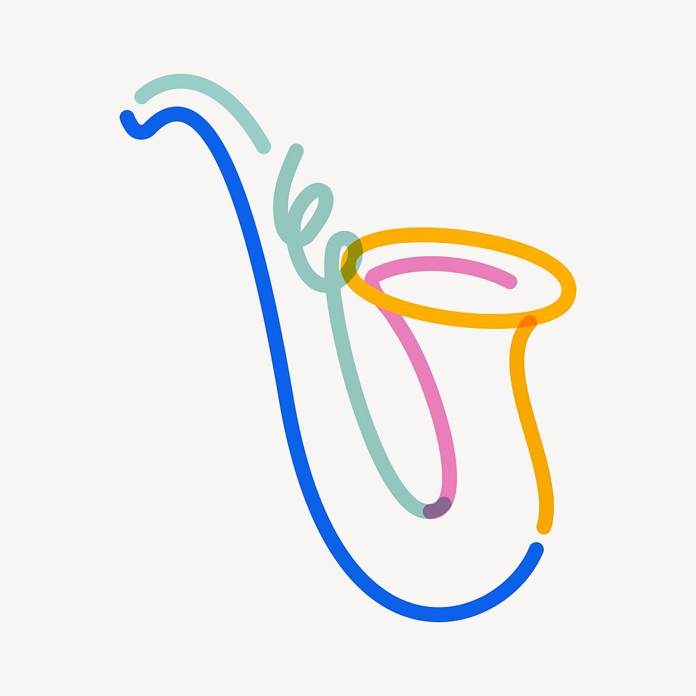 Colorful saxophone pop doodle line art vector
