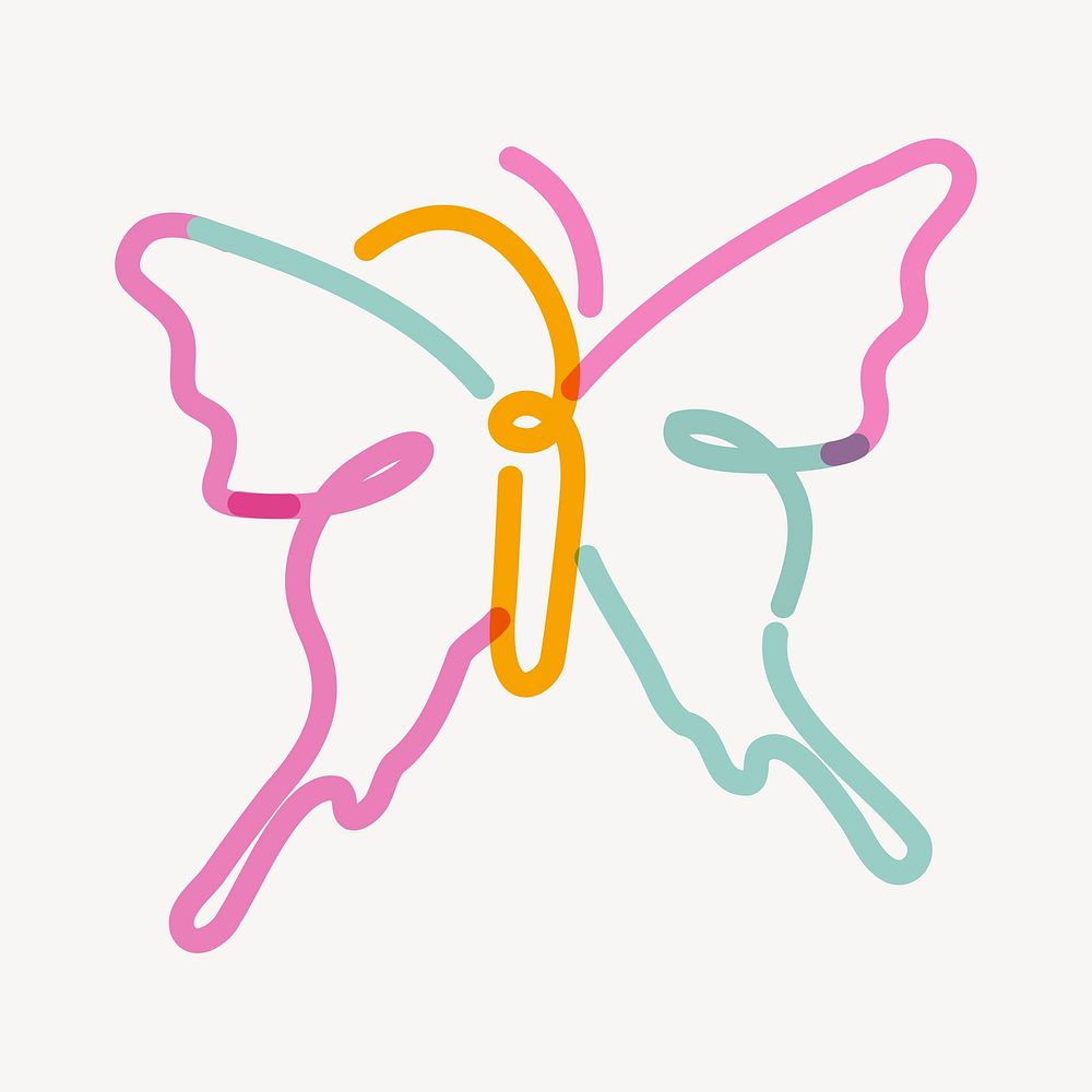 Pink butterfly doodle line art