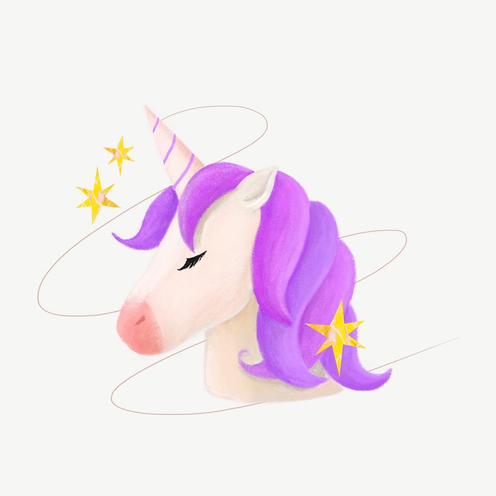 Imaginary unicorn illustration, design element psd