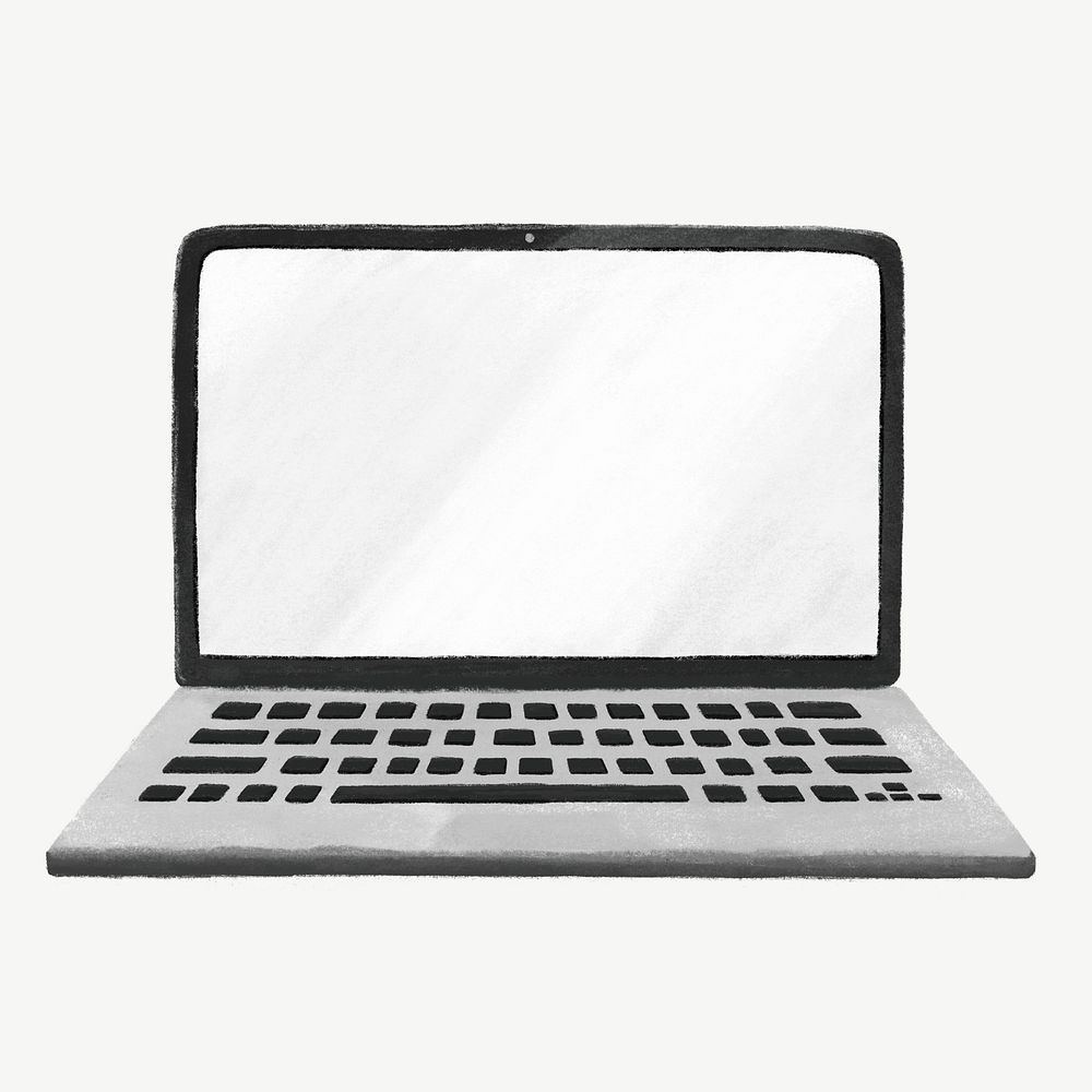 White laptop illustration, design element psd