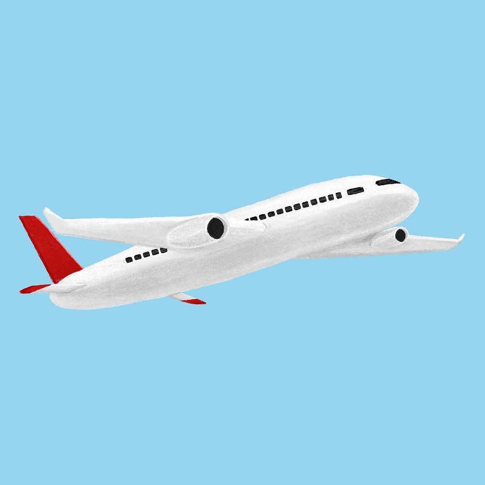 Airplane travel illustration, design element psd