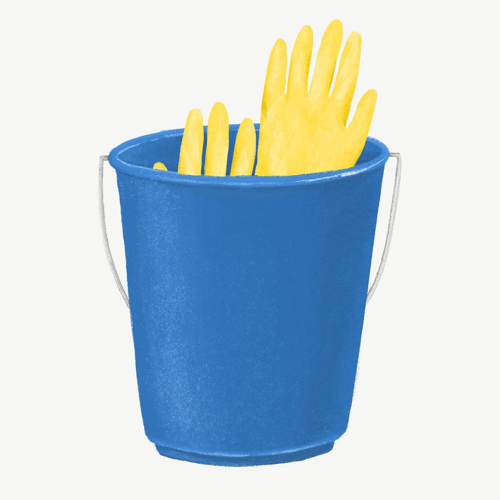 Blue bucket, cleaning design element psd