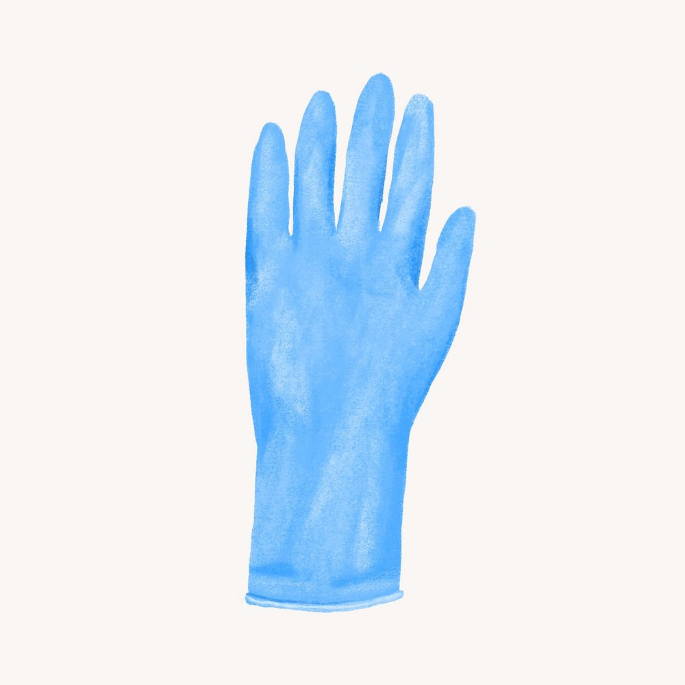 Blue glove, cleaning supply illustration