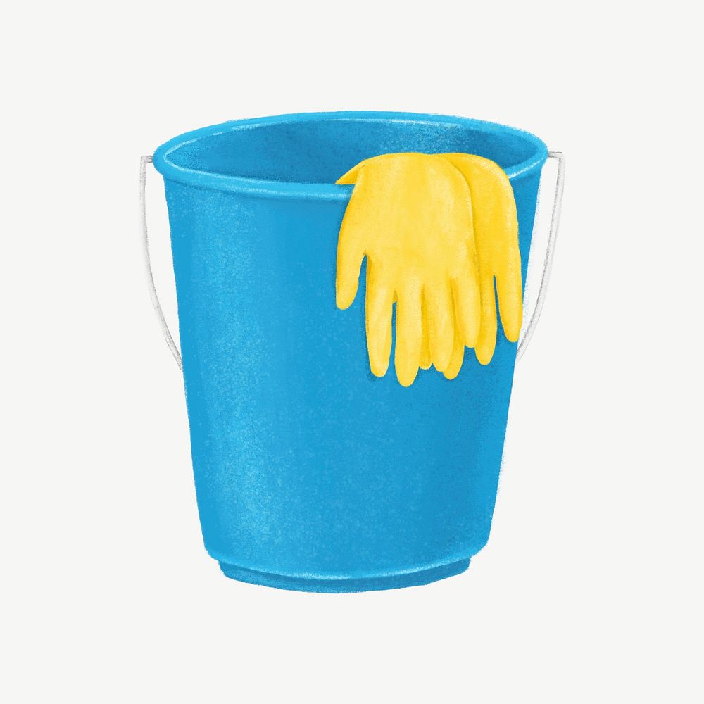 Blue bucket, cleaning design element psd