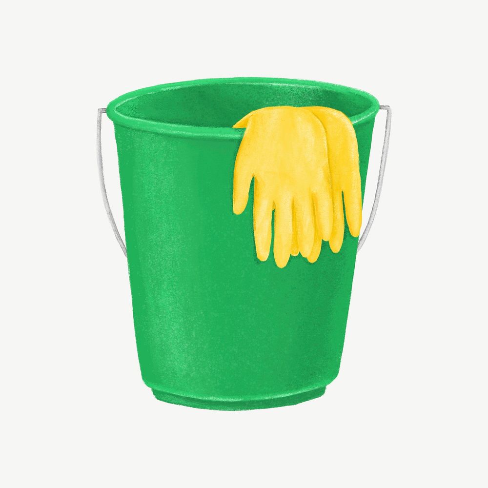 Green bucket, cleaning design element psd