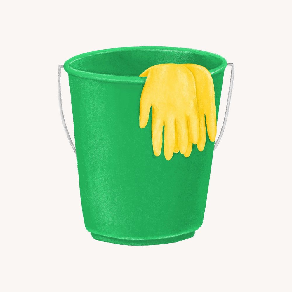 Green bucket, cleaning supply illustration