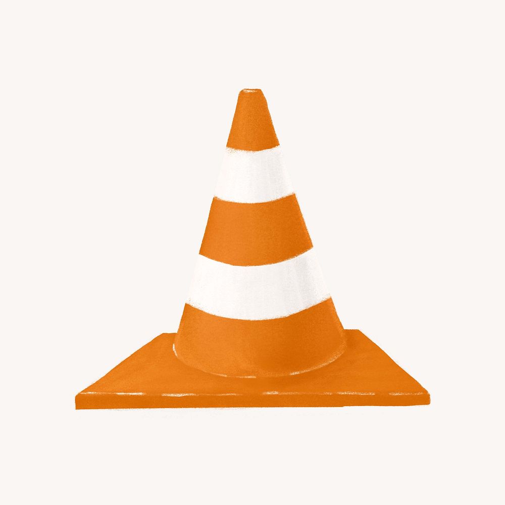 Traffic cone, aesthetic illustration