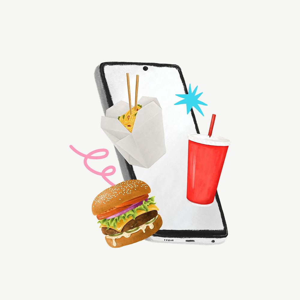 Food delivery illustration, design element psd