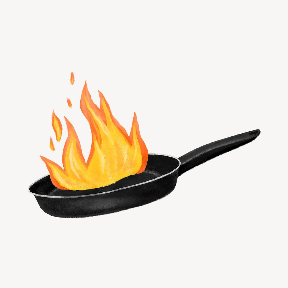 Frying pan, aesthetic illustration