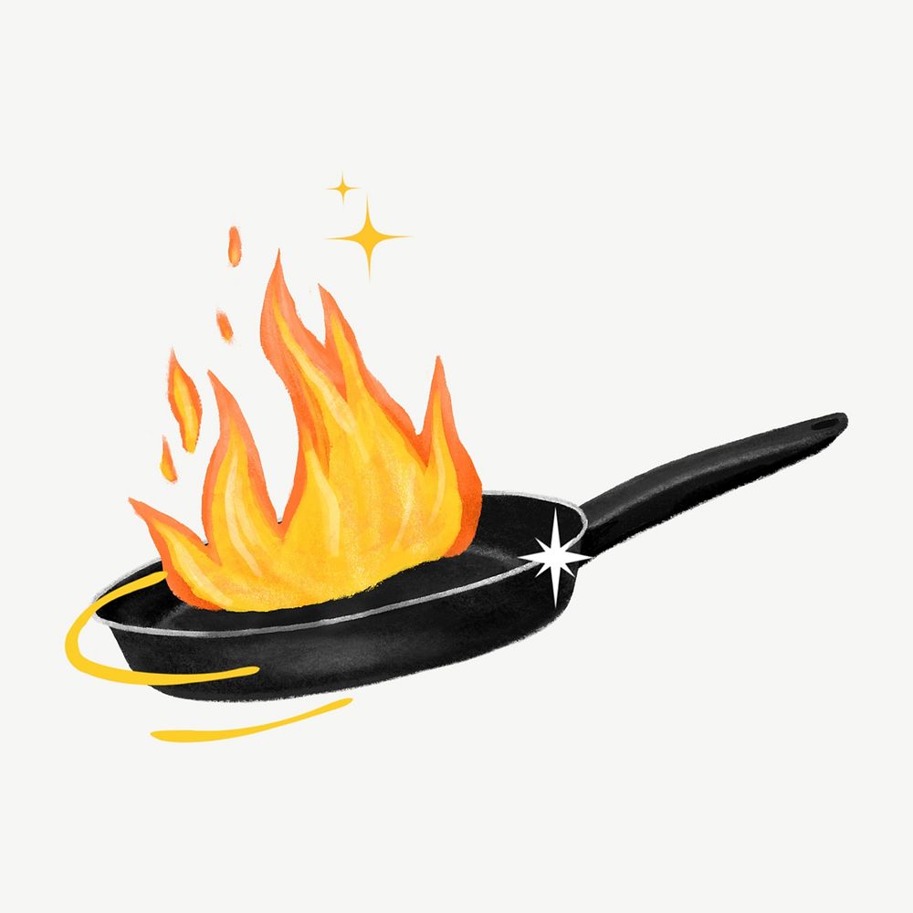 Frying pan illustration, design element psd