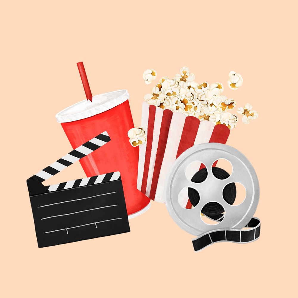 Movie watching, entertainment illustration