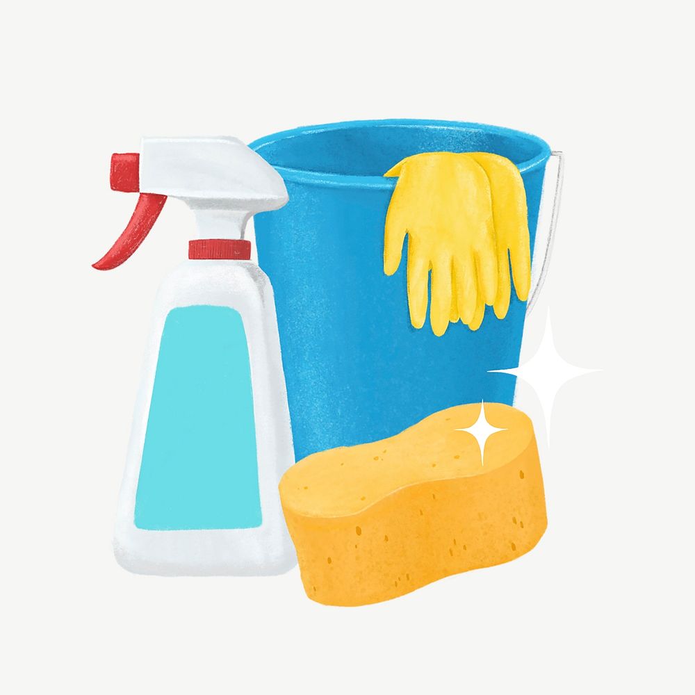 Household chores, cleaning design element psd
