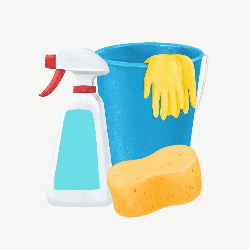 Household chores, cleaning design element psd