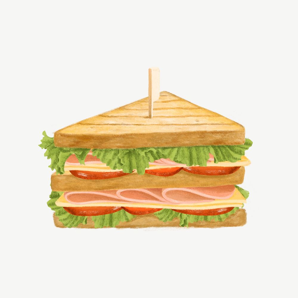 Healthy sandwich illustration, design element psd