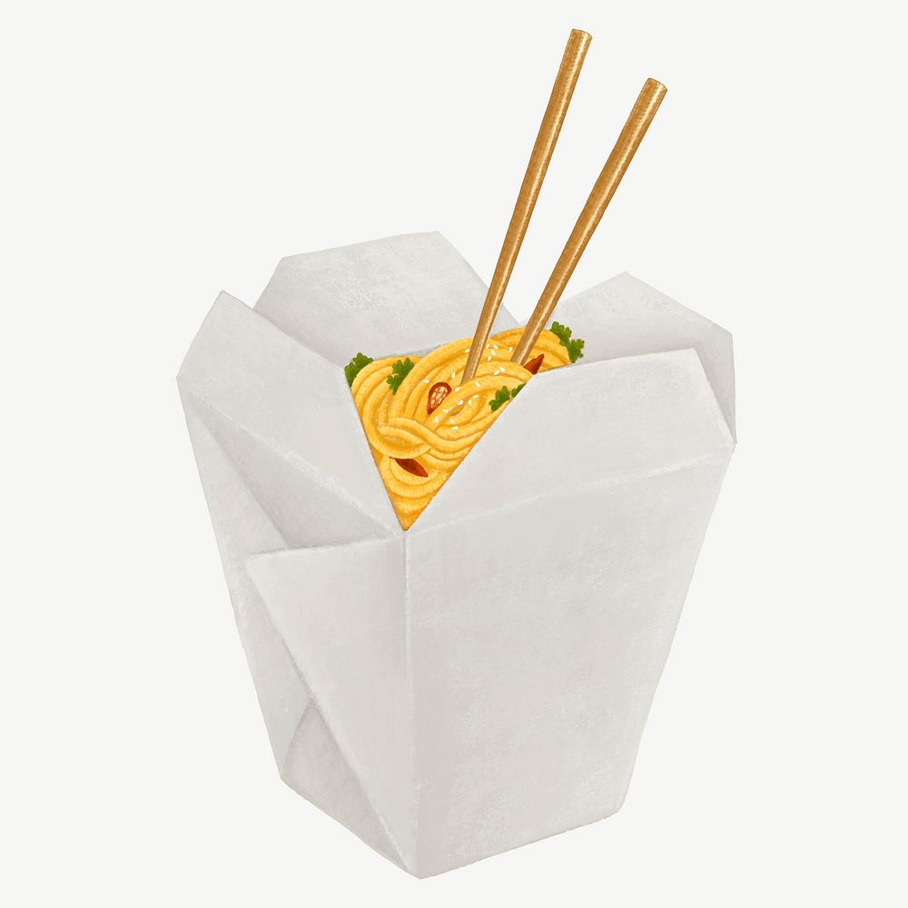 Noodle takeaway illustration, design element psd