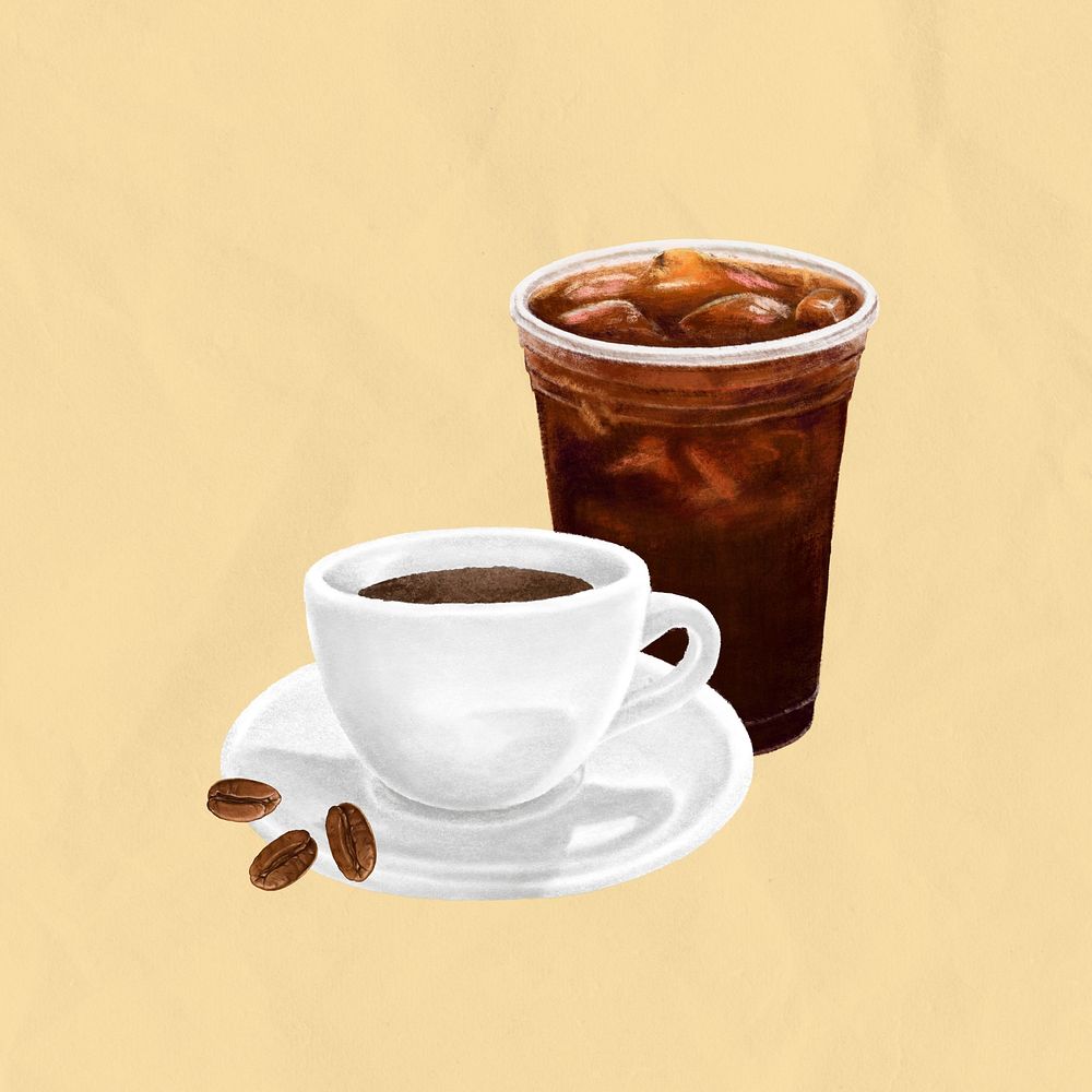 Cafe coffee, yellow aesthetic background