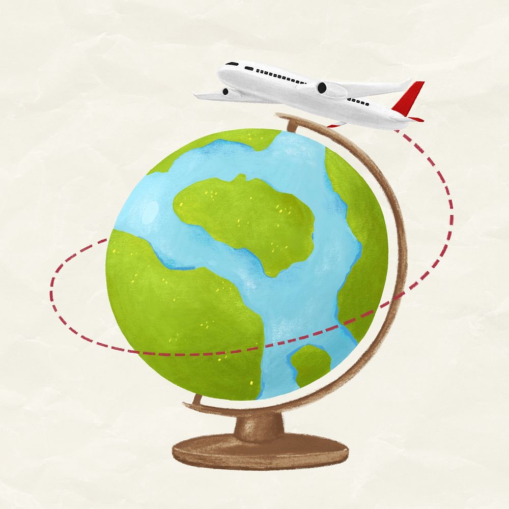 World travel aesthetic illustration background