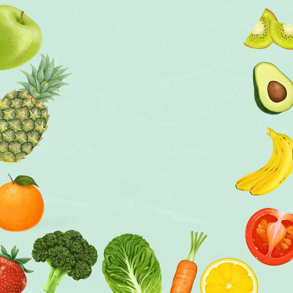 Green fruit border aesthetic illustration background