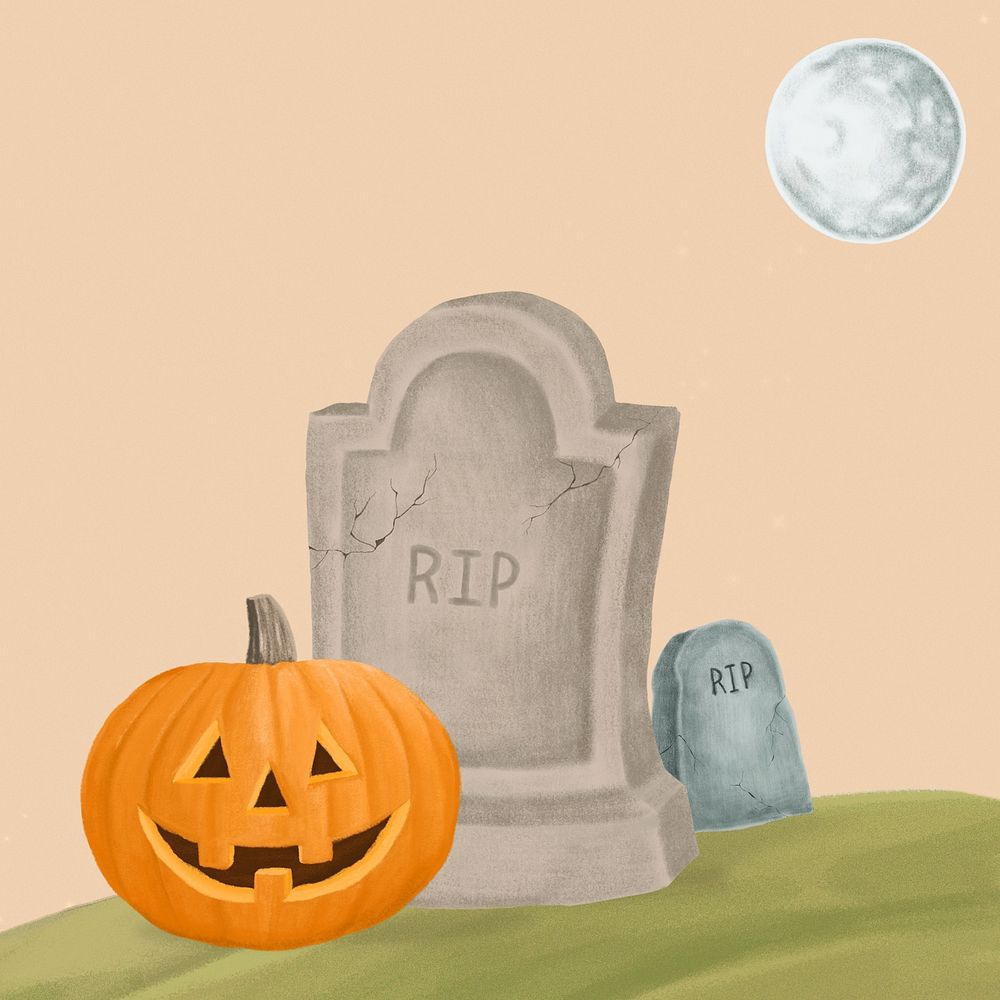 Halloween night aesthetic illustration background