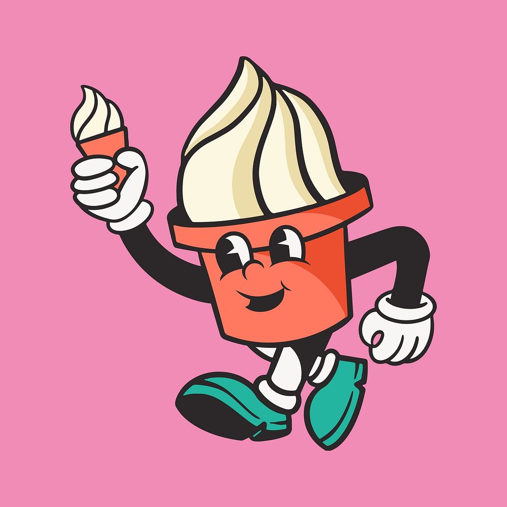 Ice cream, colorful retro illustration vector