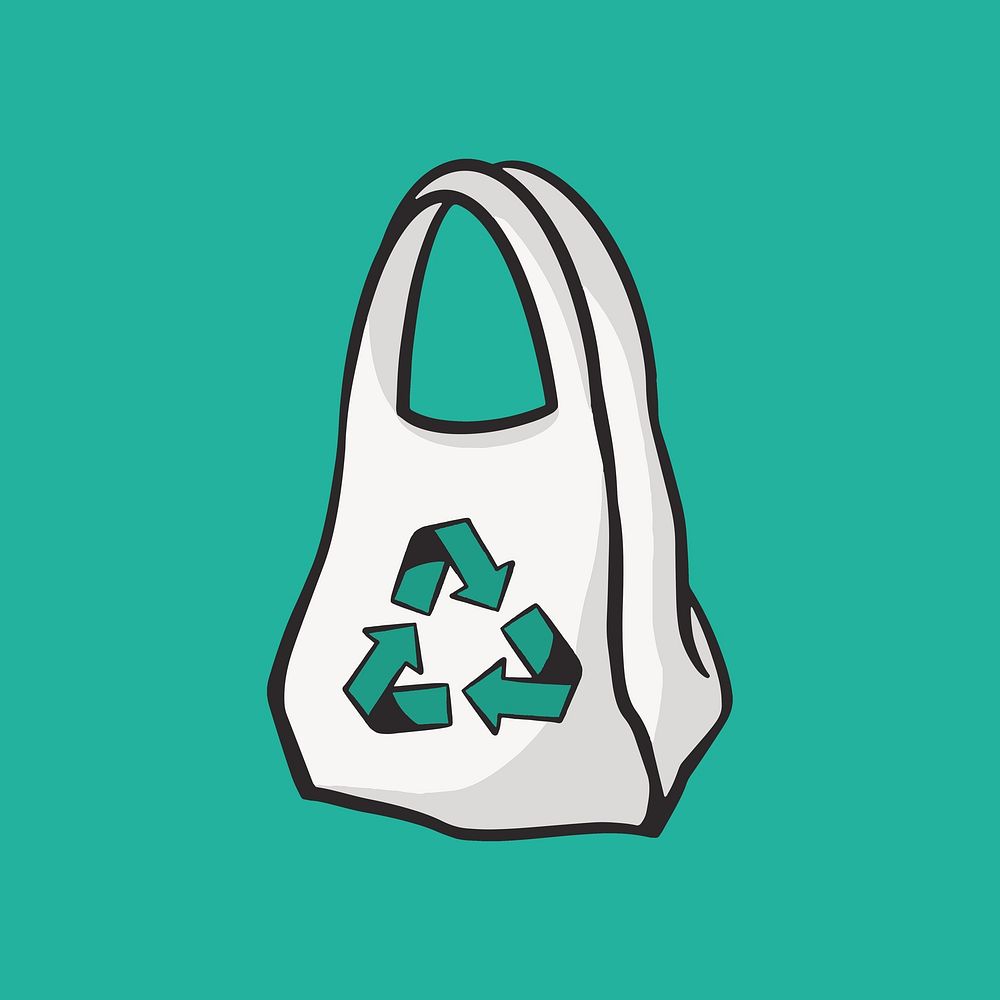 Colorful recycle bag retro illustration