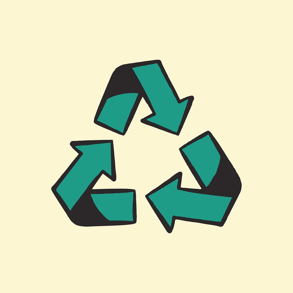 Colorful recycle symbol retro illustration