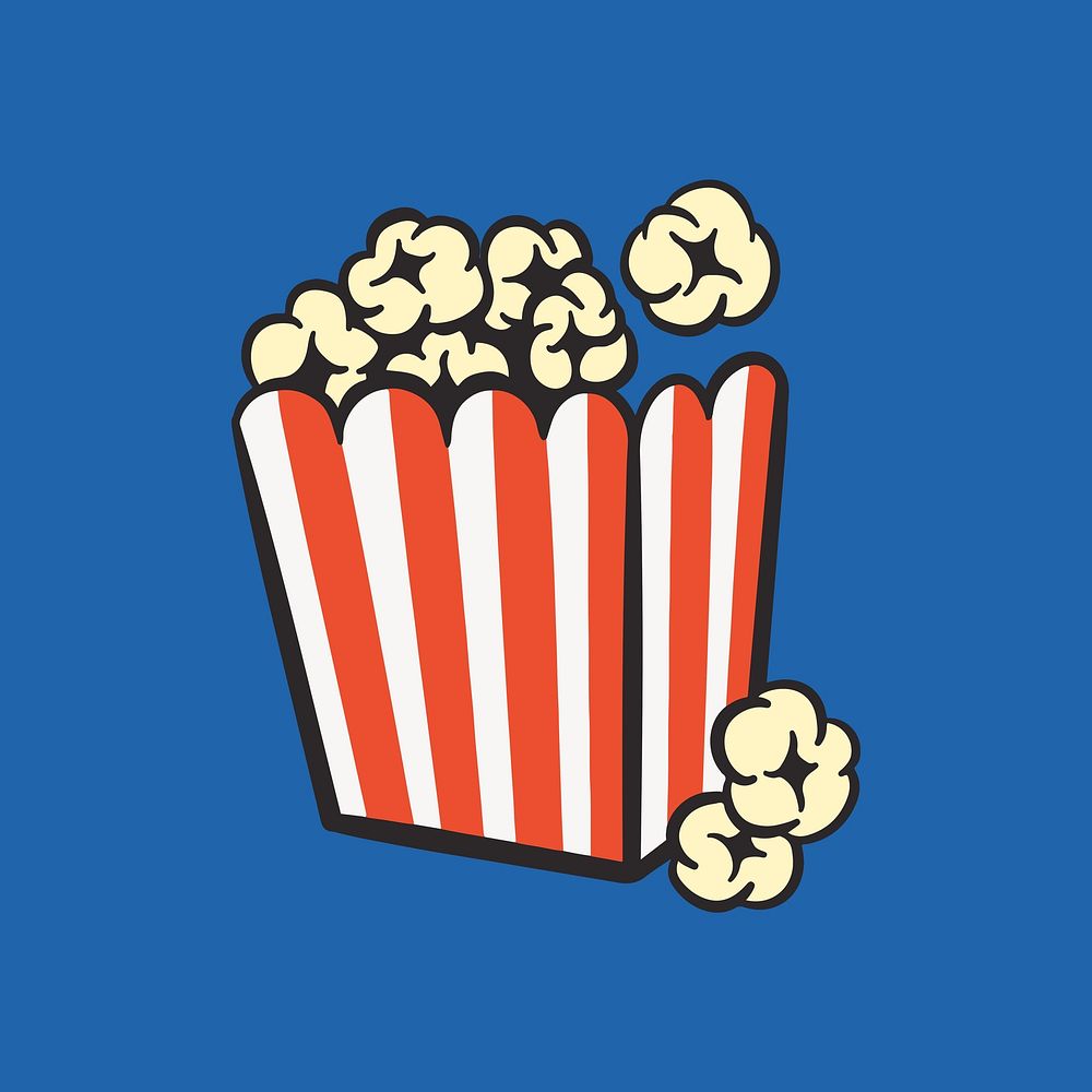 Colorful movie popcorn retro illustration