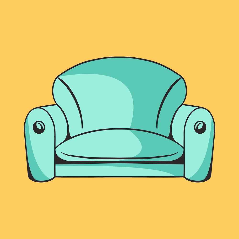 Colorful couch sofa retro element vector