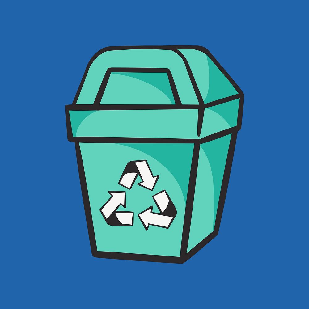Colorful recycling bin retro illustration