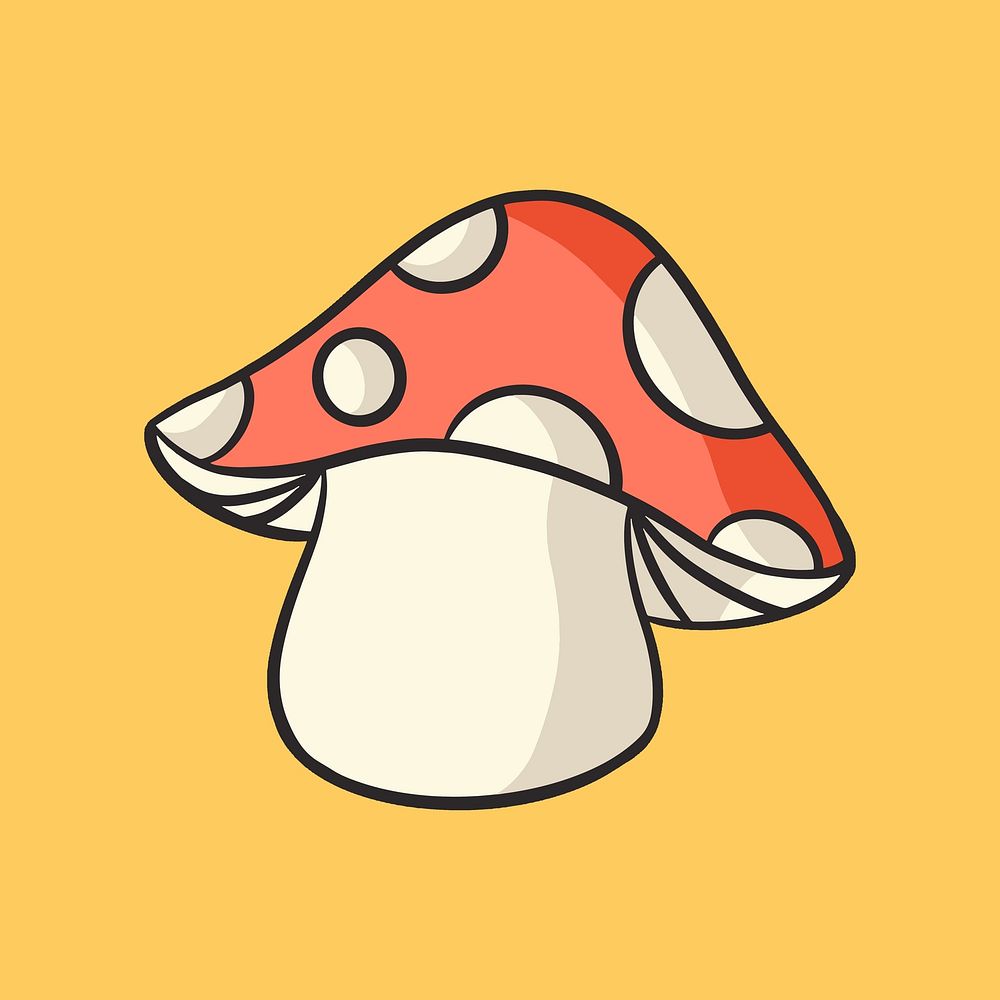 Colorful spotted mushroom retro illustration